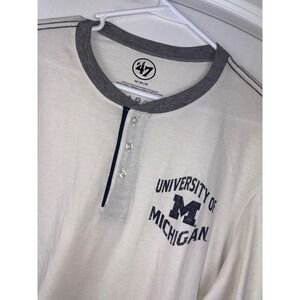 47‎ Brand University of Michigan Men's Medium Henley Long Sleeve T-Shirt